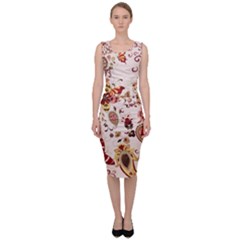 Red Floral Baatik Print Red Floral Baatik Print Sleeveless Pencil Dress