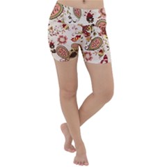 Red Floral Baatik Print Red Floral Baatik Print Lightweight Velour Yoga Shorts