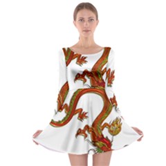 Dragon Art Glass Metalizer China Long Sleeve Skater Dress