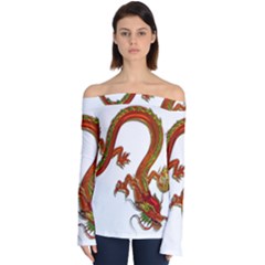 Dragon Art Glass Metalizer China Off Shoulder Long Sleeve Top