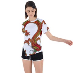 Dragon Art Glass Metalizer China Asymmetrical Short Sleeve Sports Tee