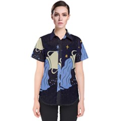 Aquarius Horoscope Astrology Zodiac Women s Short Sleeve Shirt