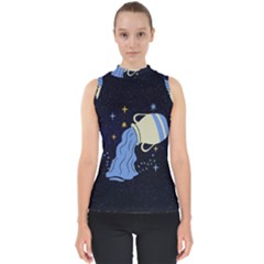 Aquarius Horoscope Astrology Zodiac Mock Neck Shell Top