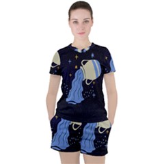 Aquarius Horoscope Astrology Zodiac Women s Tee And Shorts Set