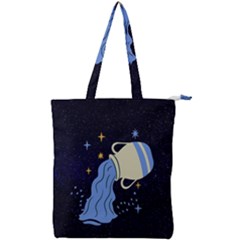 Aquarius Horoscope Astrology Zodiac Double Zip Up Tote Bag