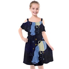 Aquarius Horoscope Astrology Zodiac Kids  Cut Out Shoulders Chiffon Dress