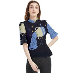 Aquarius Horoscope Astrology Zodiac Frill Neck Blouse