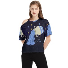 Aquarius Horoscope Astrology Zodiac One Shoulder Cut Out Tee