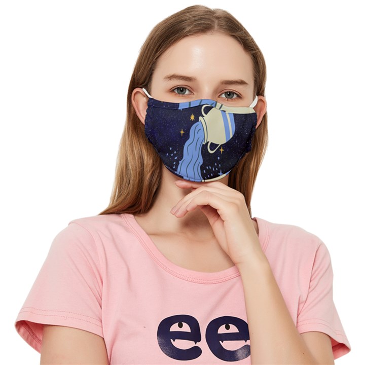 Aquarius Horoscope Astrology Zodiac Fitted Cloth Face Mask (Adult)