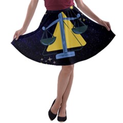 Horoscope Libra Astrology Zodiac A-line Skater Skirt by Mariart