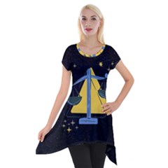 Horoscope Libra Astrology Zodiac Short Sleeve Side Drop Tunic