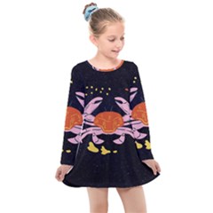 Zodiac Cancer Horoscope Astrology Symbol Kids  Long Sleeve Dress by Alisyart