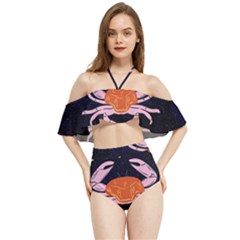 Zodiac Cancer Horoscope Astrology Symbol Halter Flowy Bikini Set 