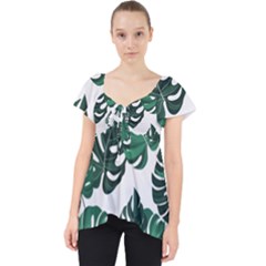 Illustrations Monstera Leafes Lace Front Dolly Top