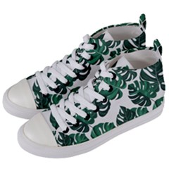 Illustrations Monstera Leafes Women s Mid-top Canvas Sneakers by Alisyart