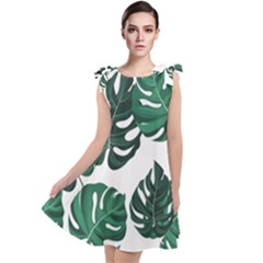 Illustrations Monstera Leafes Tie Up Tunic Dress