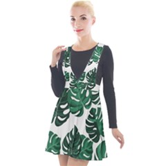 Illustrations Monstera Leafes Plunge Pinafore Velour Dress