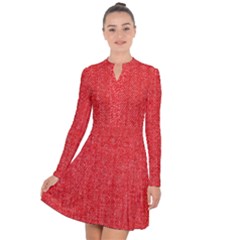 Red Denim Design  Long Sleeve Panel Dress