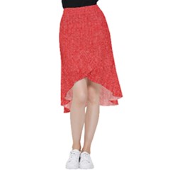 Red Denim Design  Frill Hi Low Chiffon Skirt