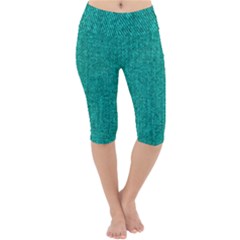 Green Denim Lightweight Velour Cropped Yoga Leggings by ArtsyWishy