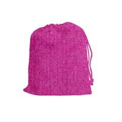 Pink Denim Design  Drawstring Pouch (large)