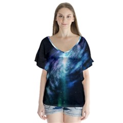 The Galaxy V-neck Flutter Sleeve Top by ArtsyWishy