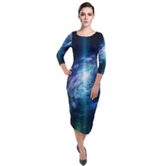 The Galaxy Quarter Sleeve Midi Velour Bodycon Dress by ArtsyWishy