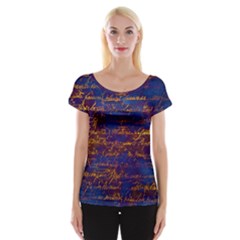 Majestic Purple And Gold Design Cap Sleeve Top by ArtsyWishy