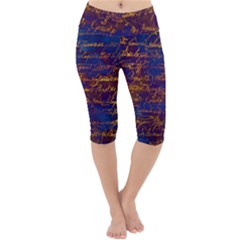 Majestic Purple And Gold Design Lightweight Velour Cropped Yoga Leggings by ArtsyWishy