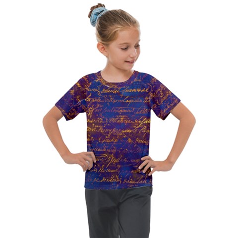 Majestic Purple And Gold Design Kids  Mesh Piece Tee by ArtsyWishy