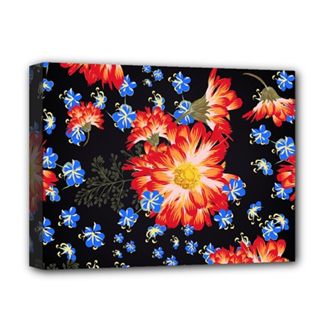 Orange And Blue Chamomiles Design Deluxe Canvas 16  X 12  (stretched)  by ArtsyWishy