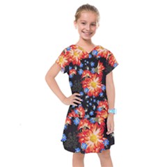 Orange And Blue Chamomiles Design Kids  Drop Waist Dress by ArtsyWishy