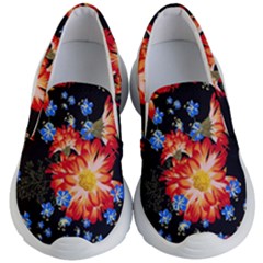 Orange And Blue Chamomiles Design Kids Lightweight Slip Ons by ArtsyWishy