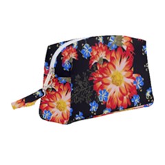 Orange And Blue Chamomiles Design Wristlet Pouch Bag (medium) by ArtsyWishy