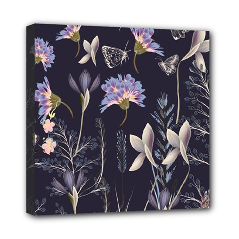 Butterflies and Flowers Painting Mini Canvas 8  x 8  (Stretched)
