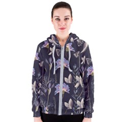 Butterflies And Flowers Painting Women s Zipper Hoodie by ArtsyWishy