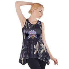 Butterflies and Flowers Painting Side Drop Tank Tunic