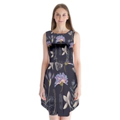 Butterflies and Flowers Painting Sleeveless Chiffon Dress  