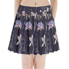 Butterflies and Flowers Painting Pleated Mini Skirt