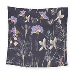 Butterflies and Flowers Painting Square Tapestry (Large)