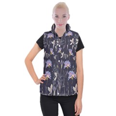 Butterflies and Flowers Painting Women s Button Up Vest