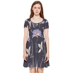 Butterflies and Flowers Painting Inside Out Cap Sleeve Dress