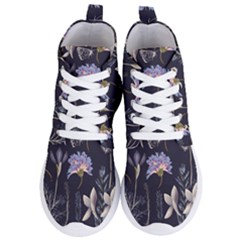 Butterflies And Flowers Painting Women s Lightweight High Top Sneakers by ArtsyWishy