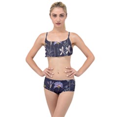 Butterflies and Flowers Painting Layered Top Bikini Set