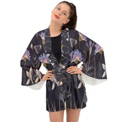 Butterflies and Flowers Painting Long Sleeve Kimono