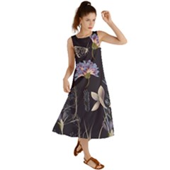 Butterflies and Flowers Painting Summer Maxi Dress