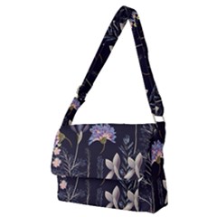 Butterflies and Flowers Painting Full Print Messenger Bag (M)