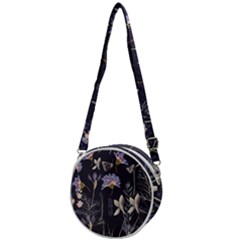 Butterflies and Flowers Painting Crossbody Circle Bag
