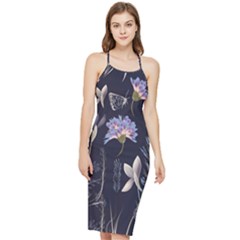 Butterflies and Flowers Painting Bodycon Cross Back Summer Dress