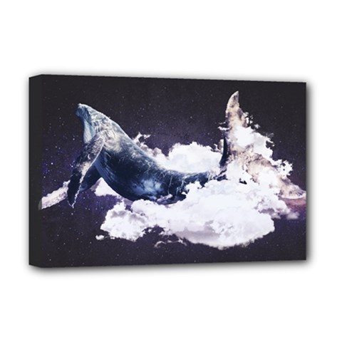 Blue Whale Dream Deluxe Canvas 18  X 12  (stretched) by goljakoff